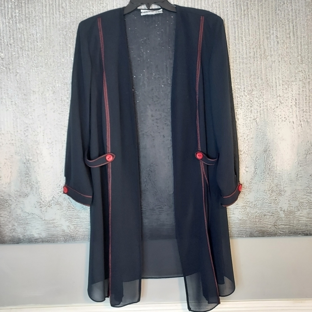 Dana Kay Sheer navy blue with red stiching  Cardigan/jacket